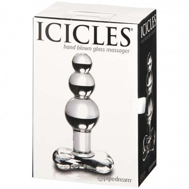 Icicles No 47 Buttplug i Glass med kuler bilde av emballasje 90