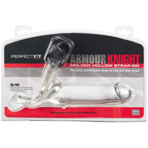 Perfect Fit Armour Knight XL Gjennomsiktig Strap-on i Silikon bilde av emballasje 90