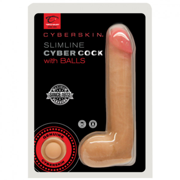 Topco CyberSkin Slimline Cybercock Dildo med Baller 18 cm