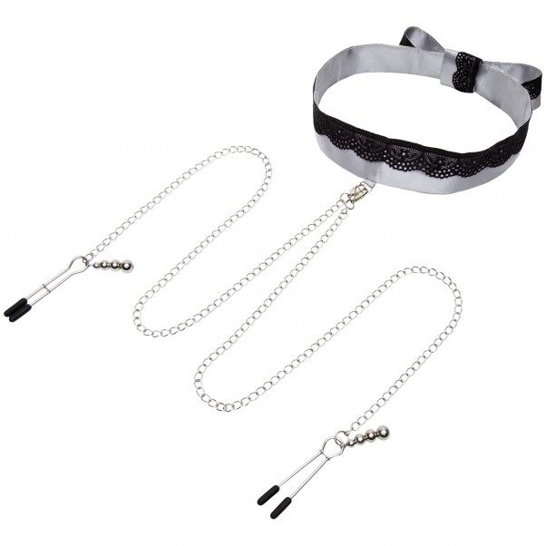 Fifty Shades Of Grey Play Nice Satin Collar and Nipple Clamps Produktbilde 1