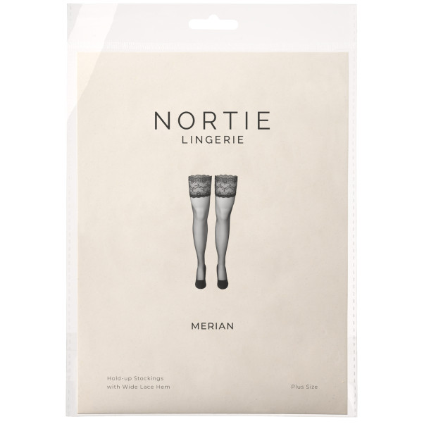 NORTIE Merian Selvsittende Strømper med Bred Blondekant Plus Size Emballasjebilde 90