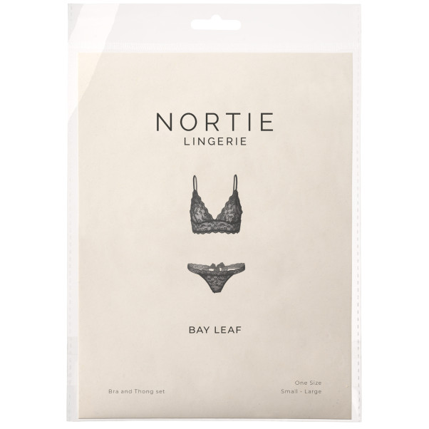 NORTIE Bay Leaf Svart BH- og G-streng-sett Emballasjebilde 90