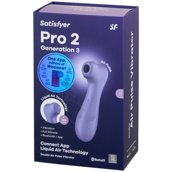Satisfyer Pro 2 Generation 3 Lilla Liquid Air Appstyrt Klitorisstimulator Emballasjebilde 90
