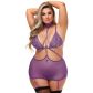 Baci Sexy Purple Strappy Mini-Dress with Suspenders Plus Size Produktbilde 1